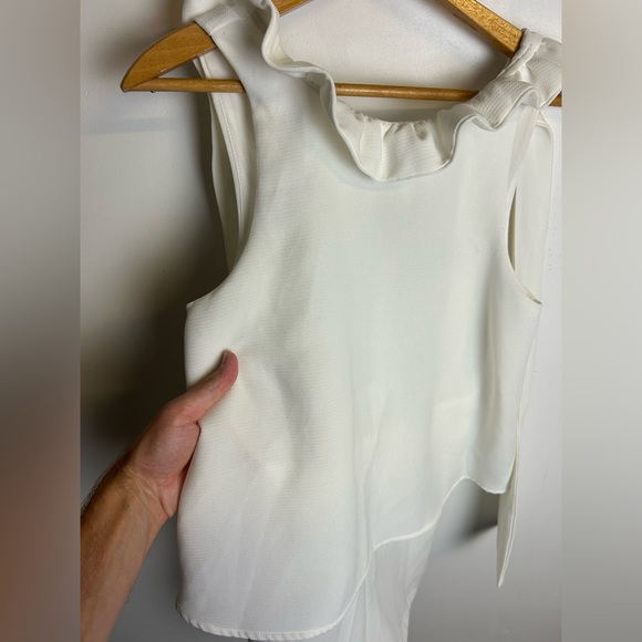 Do+Be Romper Old Money White Ruffle Sleeveless Career Professional Size S - Picture 4 of 15